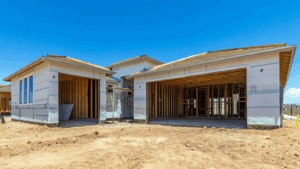 Vapor Barrier Wrapped House Under Construction