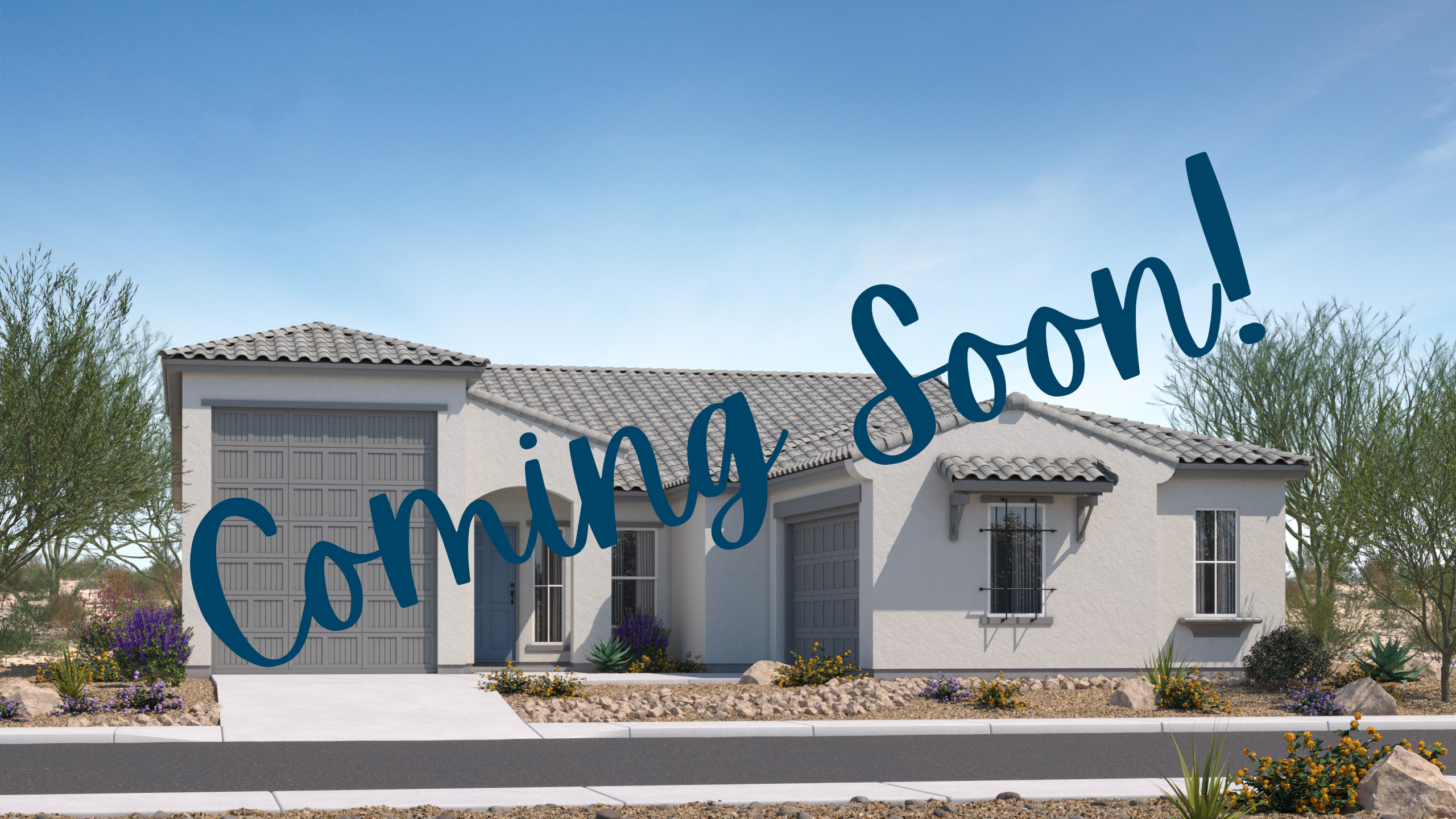 The Tranquility RV Floorplan, Elevation A, Rendering with a "Coming Soon" banner