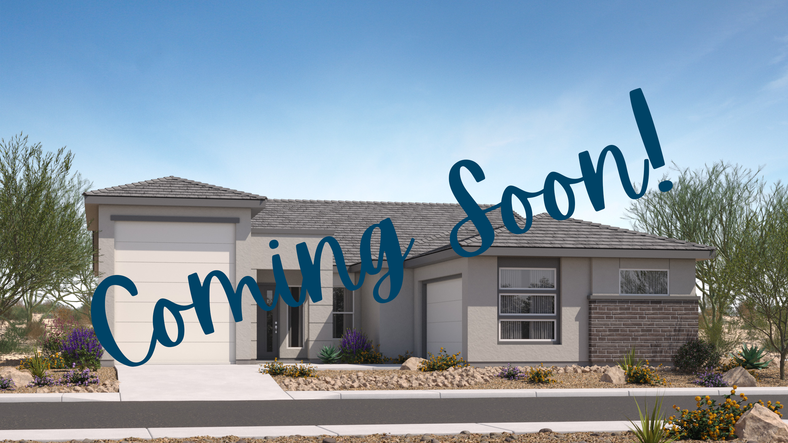 The Tranquility RV Floorplan, Elevation C, Rendering with a "Coming Soon" banner