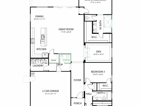Floorplan of Marigold home available on Lot 183