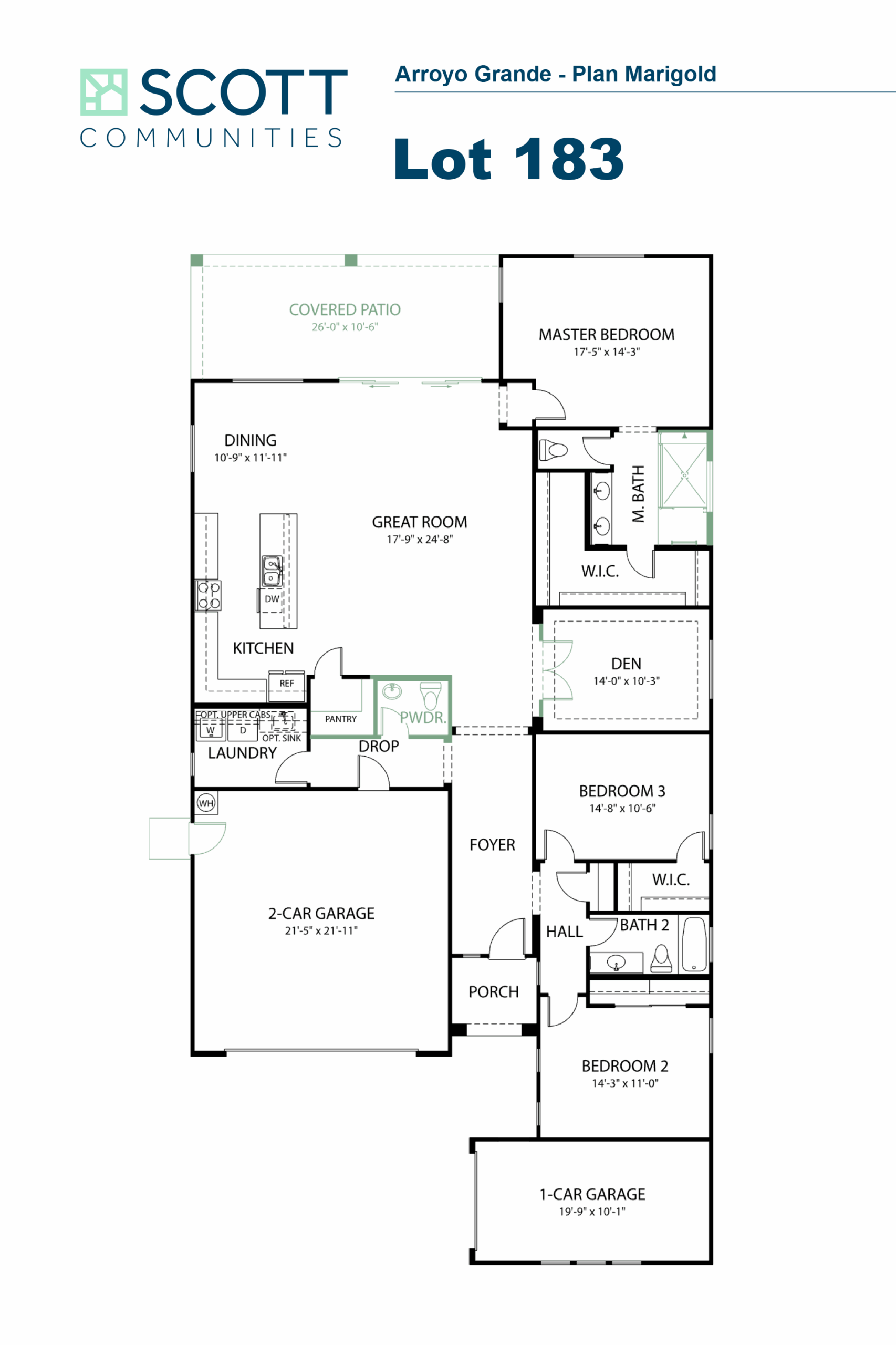Floorplan of Marigold home available on Lot 183