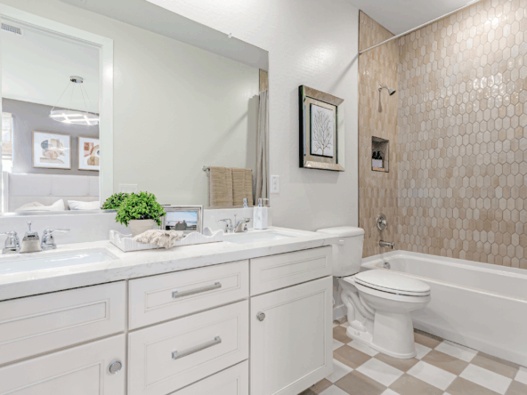 Poppy Model Home Guest Bath featuring a large vanity