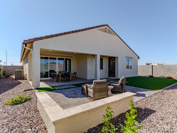 Poppy Model Home as seen from the rear yard looking into a large patio
