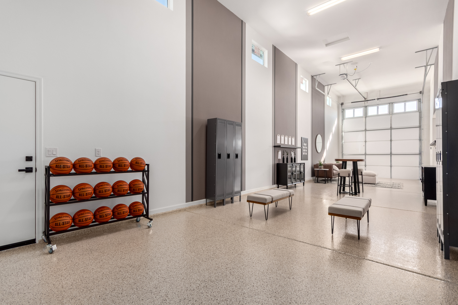 Journey model home's RV garage decorated as a "man cave"