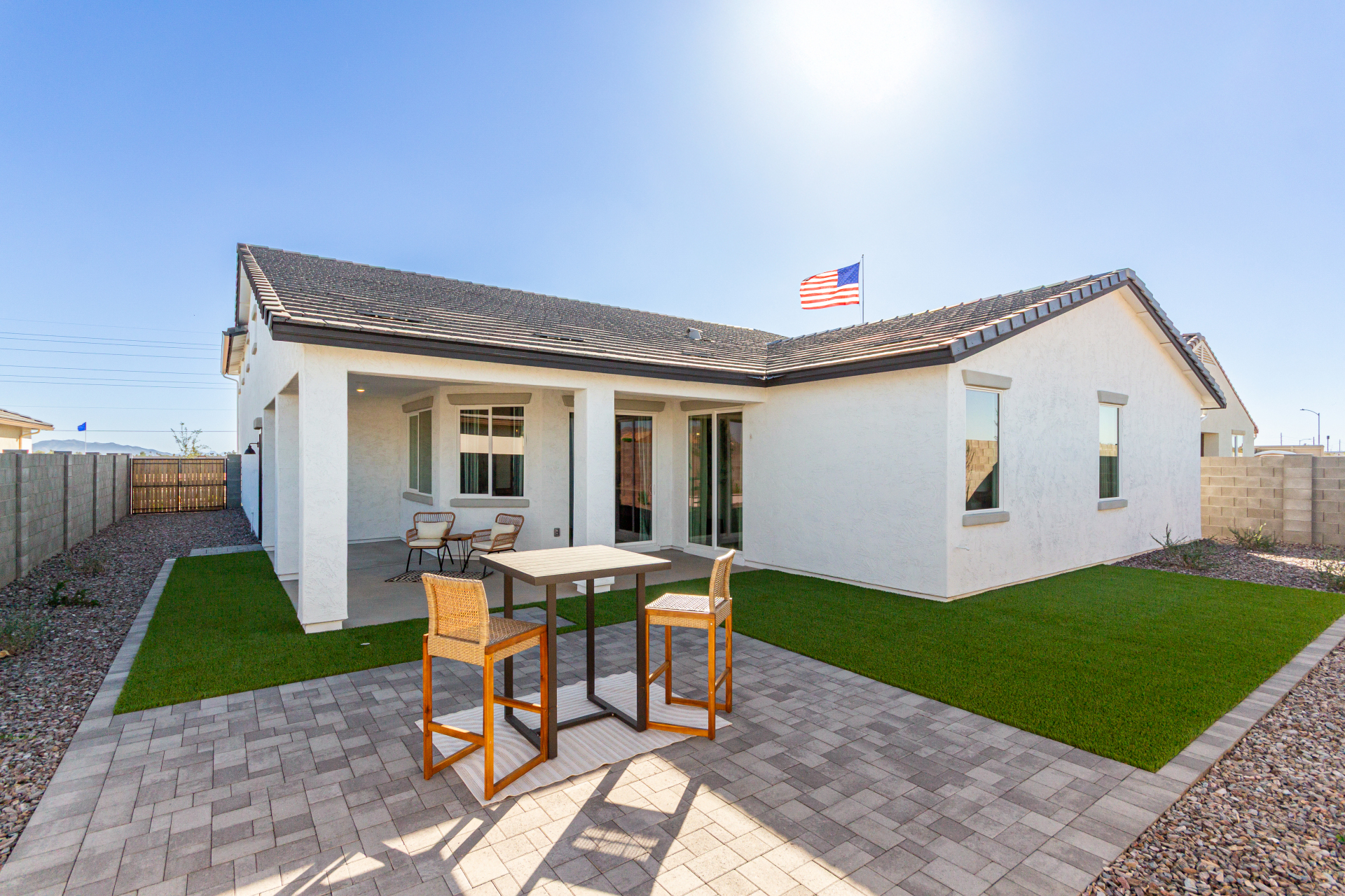 Journey model home back patio view