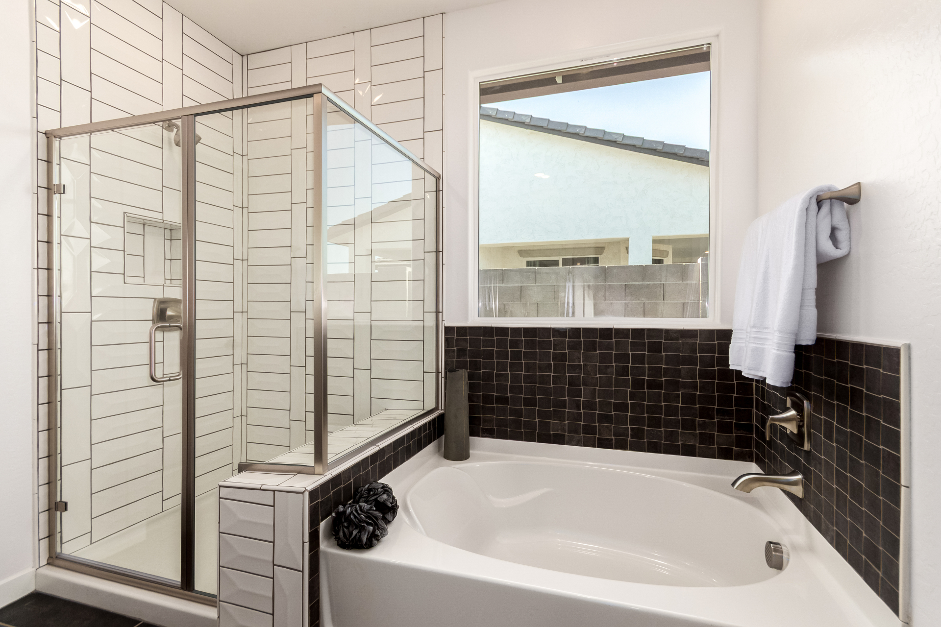 Marigold model home master bathroom tub and shower