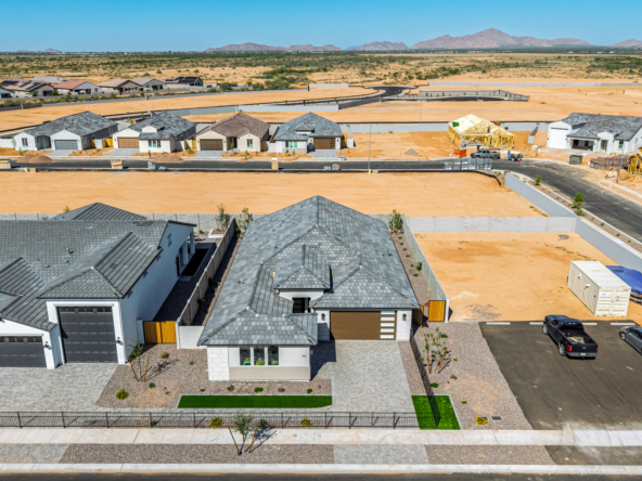 Marigold model home as seen from a drone further away