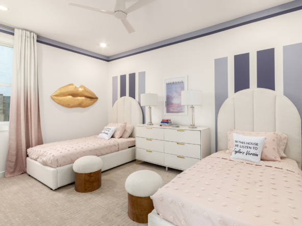 Marigold model home secondary bedroom with two twin beds