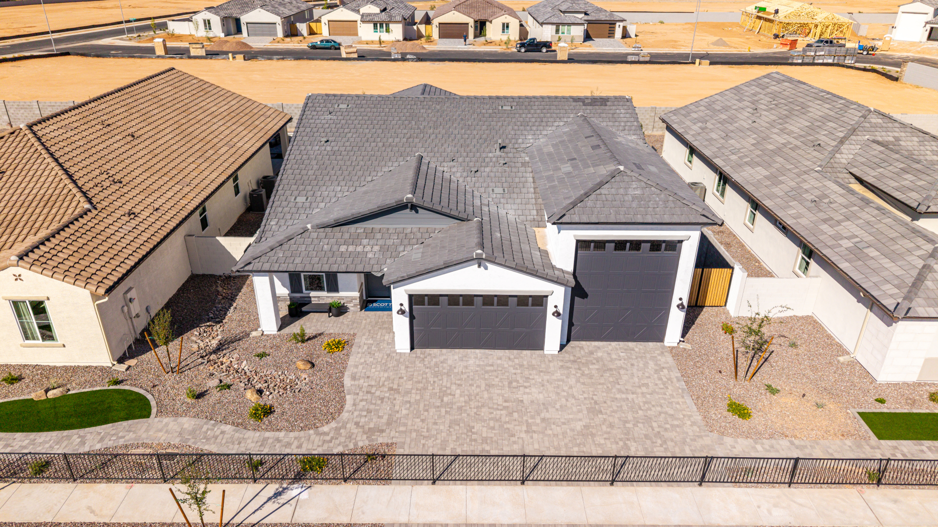 The journey model home as seen from a drone