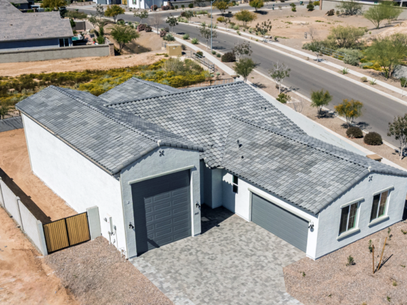 Discovery RV home as seen from a drone