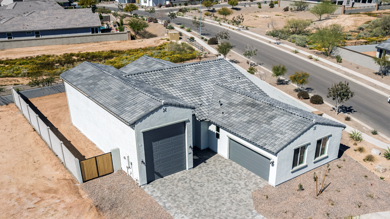 Discovery RV home as seen from a drone