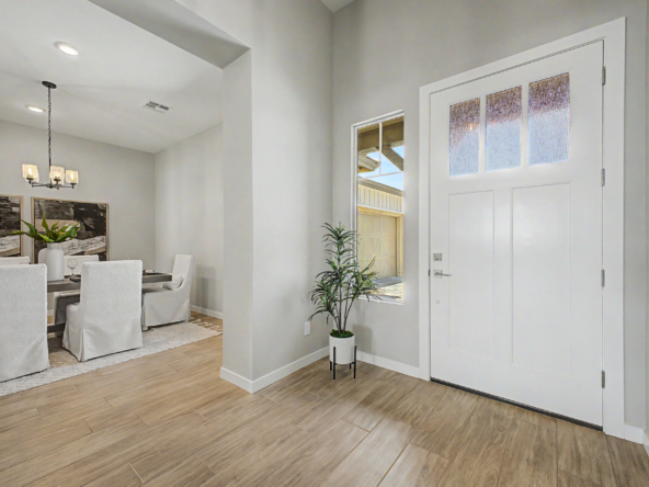 Foyer of Tranquility RV Plan with Dining Room visible to the side