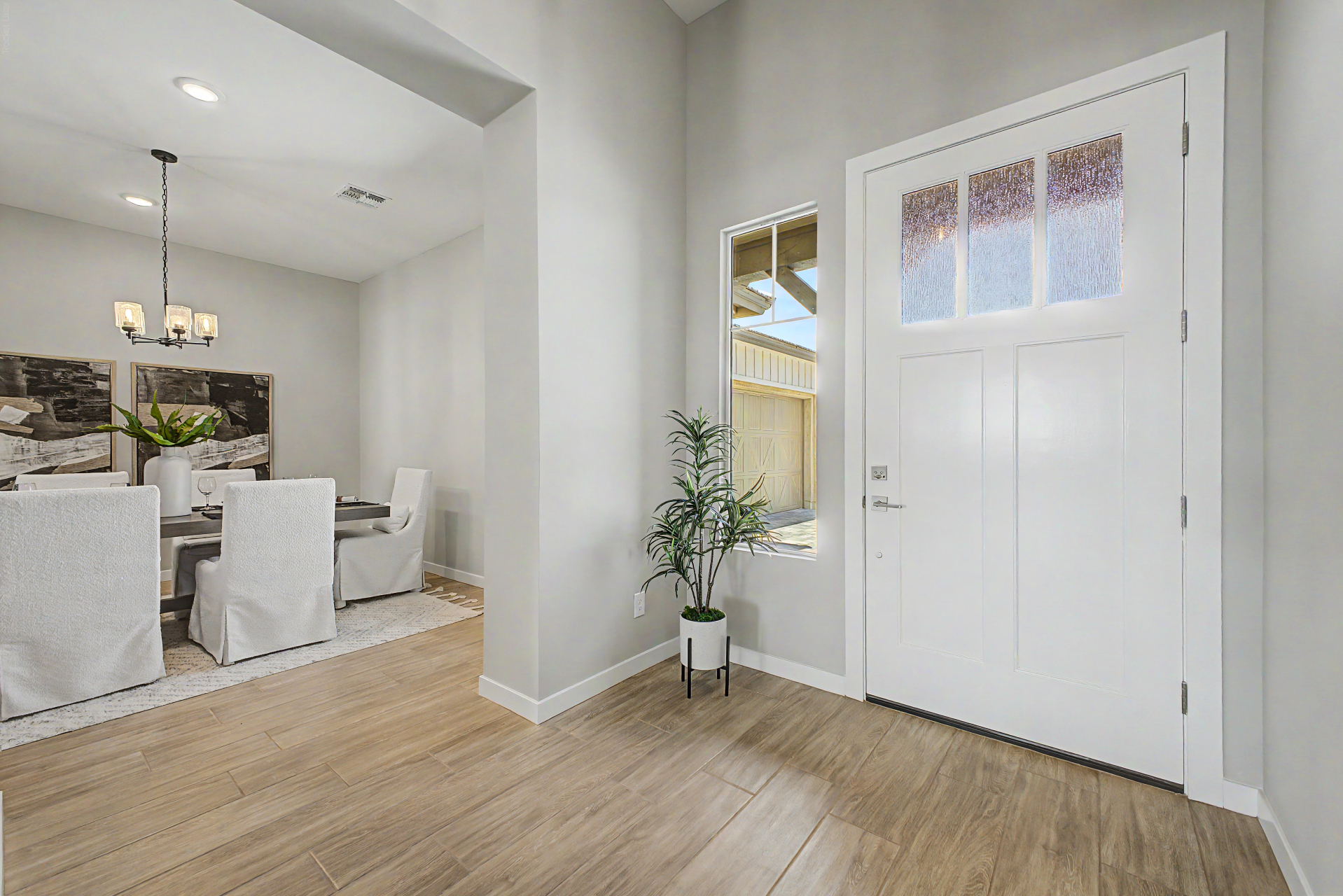 Foyer of Tranquility RV Plan with Dining Room visible to the side