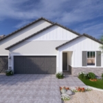 A rendering of the Farmhouse style Capstone floor plan at La Privada in Goodyear AZ