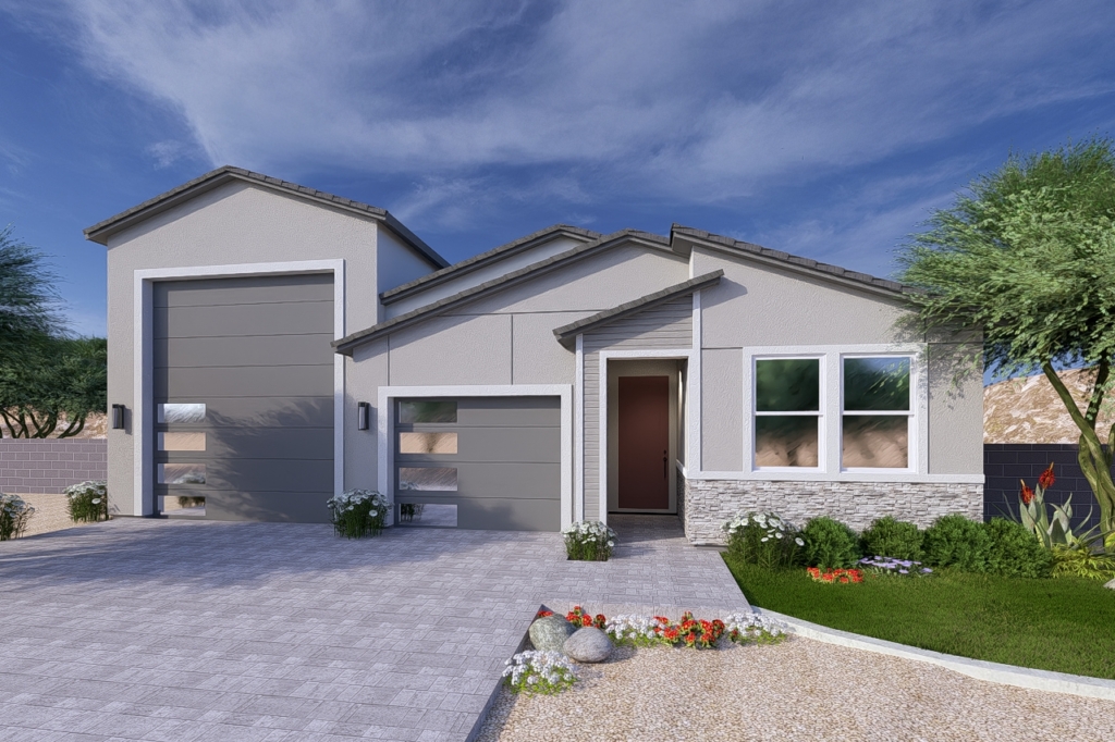 A rendering of the Modern style Ridgeline RV floor plan at La Privada in Goodyear AZ