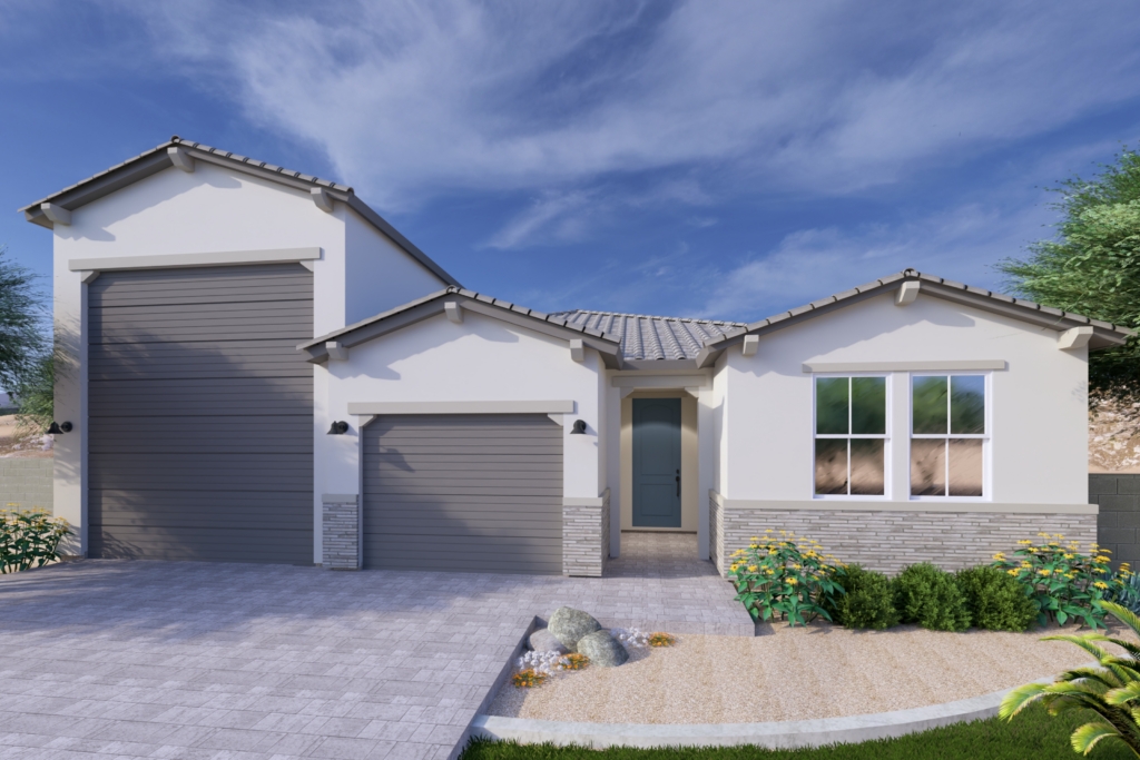 A rendering of the Sonoran style Apex RV floor plan at La Privada in Goodyear AZ