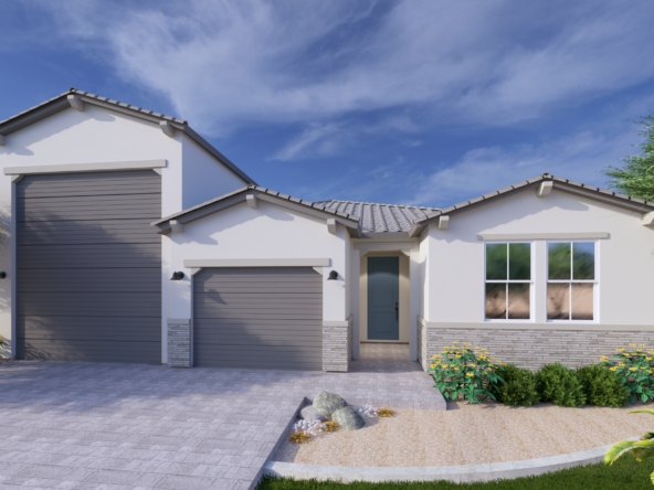 A rendering of the Sonoran style Apex RV floor plan at La Privada in Goodyear AZ
