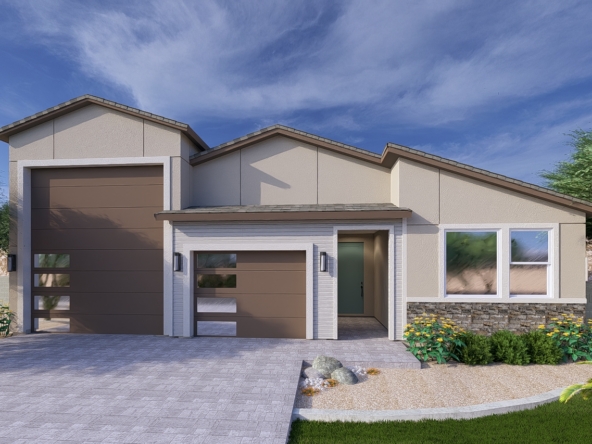 A rendering of the Modern style Apex RV floor plan at La Privada in Goodyear AZ