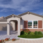A rendering of the Sonoran style Belmont RV floor plan at La Privada in Goodyear AZ