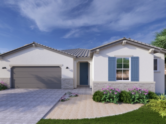 A rendering of the Sonoran style Crest floor plan at La Privada in Goodyear AZ