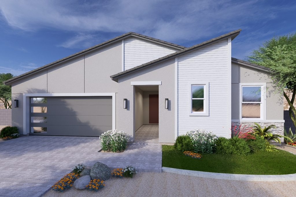 A rendering of the Modern style Monument floor plan at La Privada in Goodyear AZ