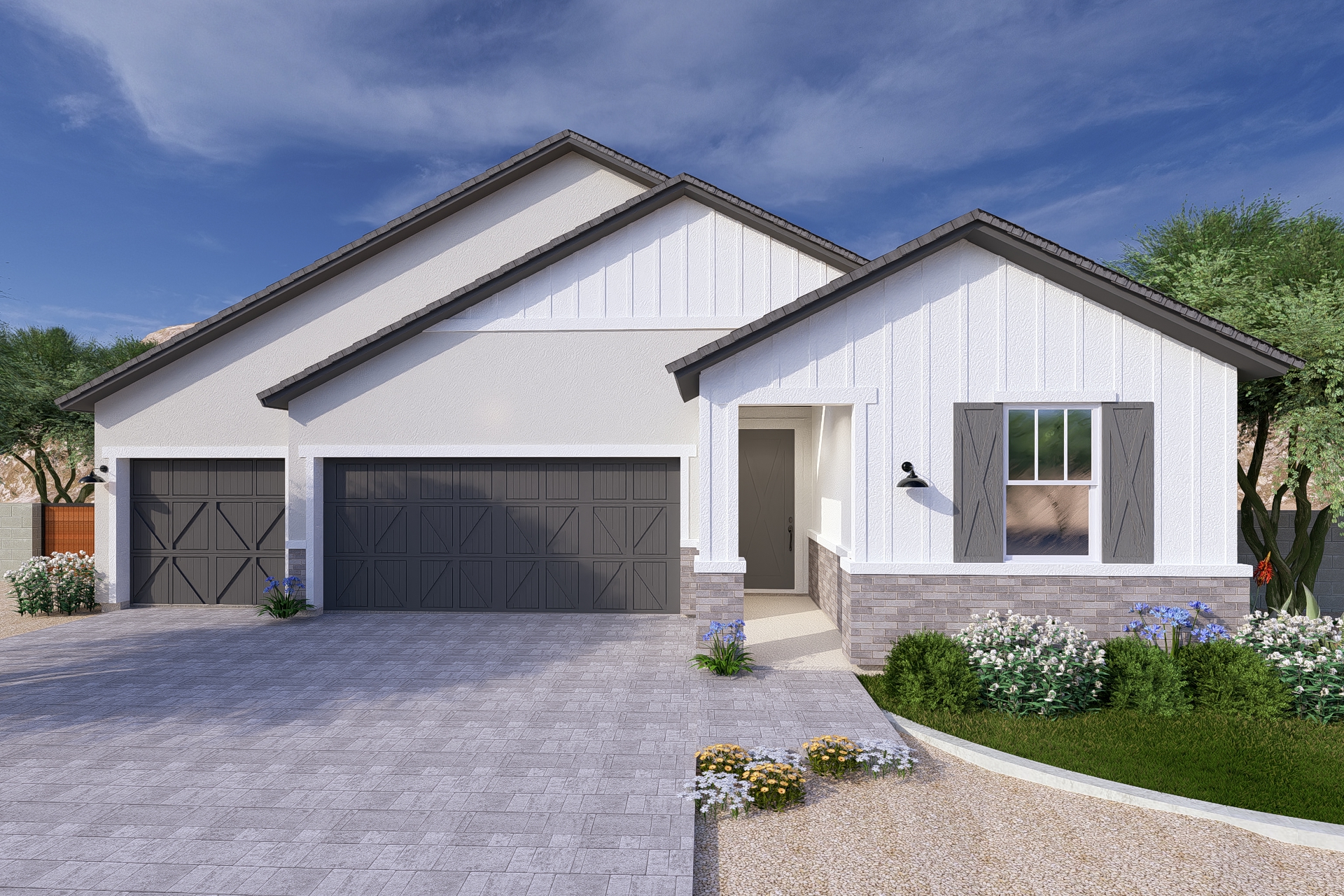 Ridgeline rendering with a farmhouse elevation