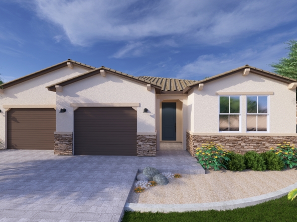 A rendering of the Sonoran style Apex floor plan at La Privada in Goodyear AZ