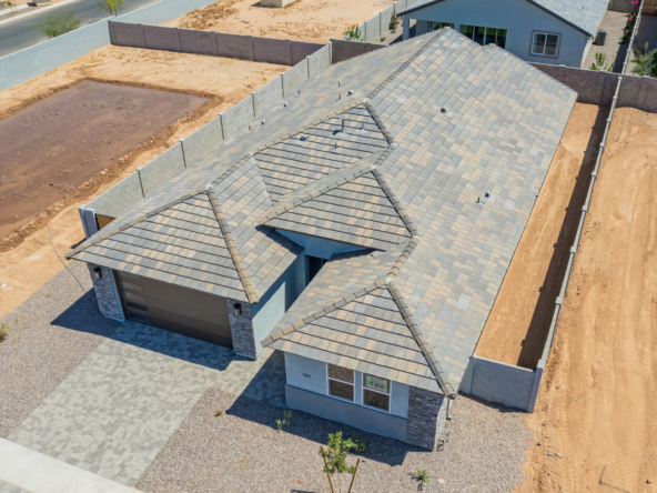 aerial view of a violet floor plan