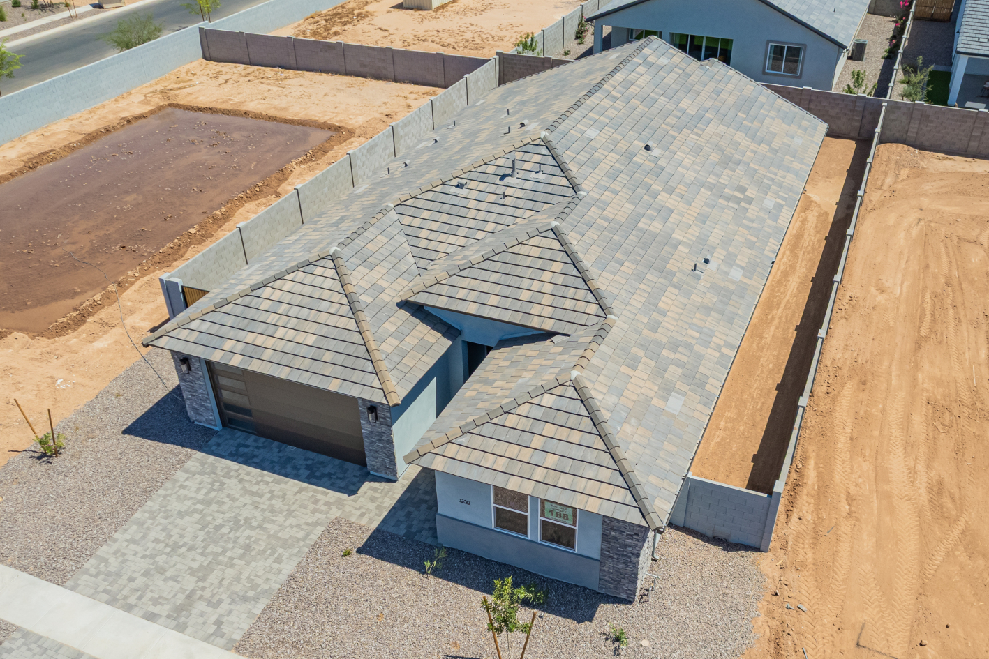aerial view of a violet floor plan