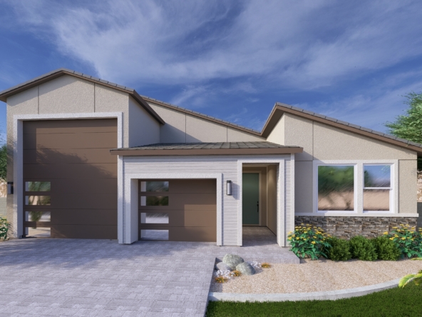 Rendering of the Apex RV floor plan, modern elevation