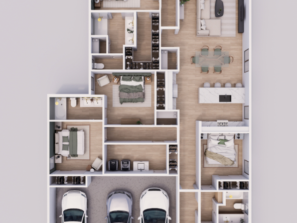 Overhead dollhouse view of the Capstone floor plan