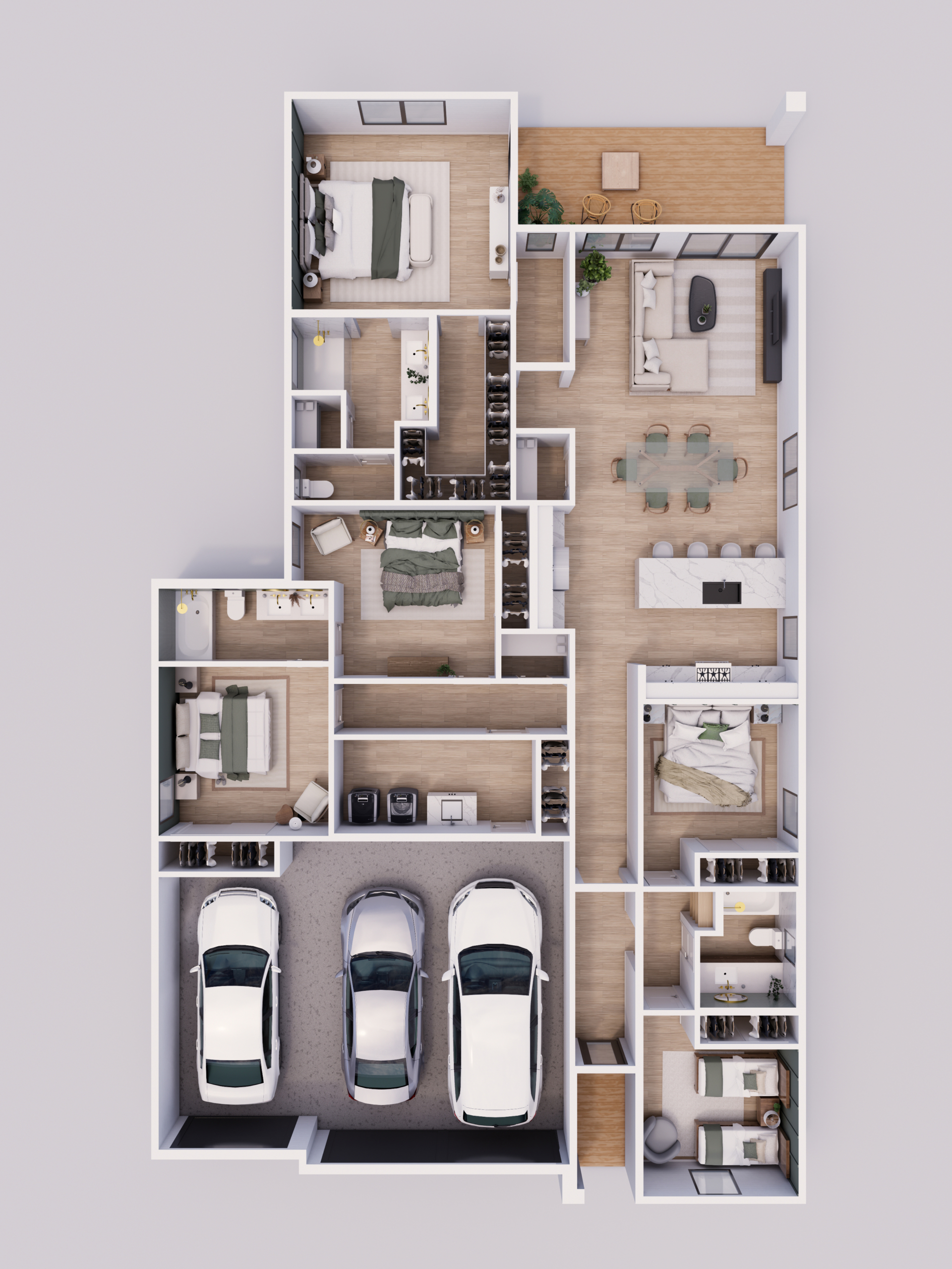 Overhead dollhouse view of the Capstone floor plan